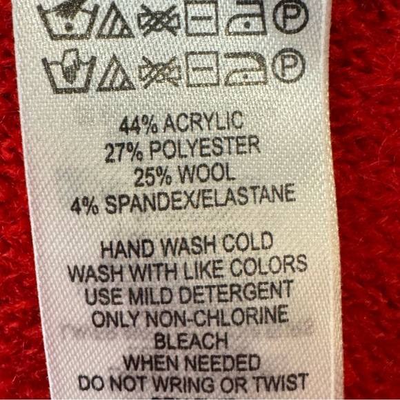 Adrienne Vittadini Marilyn Sweater Red Shawl Collar Jewel Button Wool Blend XL - Picture 10 of 11